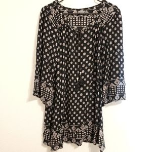 Angie | Rayon Tie-Neck Peasant Tunic Dress